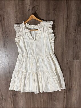 A Loves A Cream with Gold Cotton Mini Dress